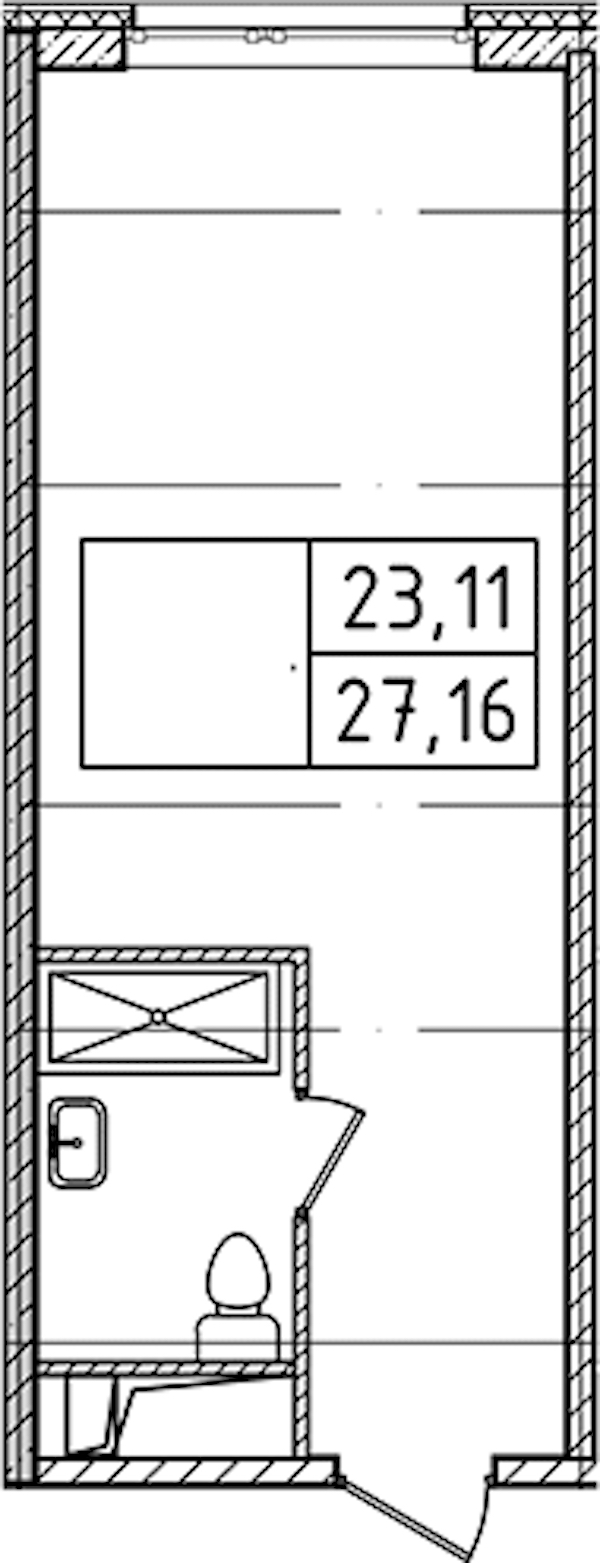 Квартира студия 27.16 м², 12/14 эт., Комплекс апартаментов «Ladozhsky Avenir»